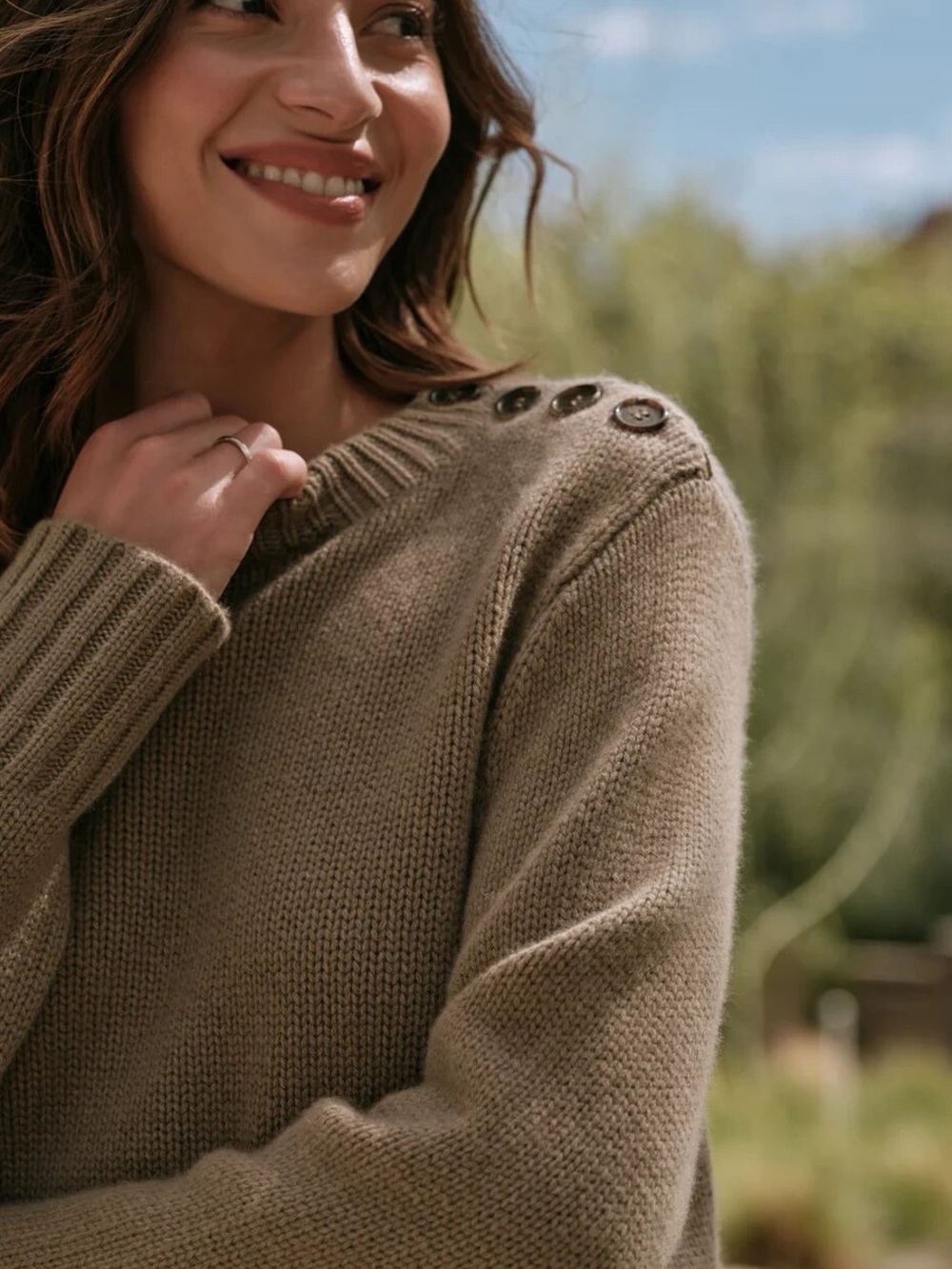 Jenni Kayne Grace Crewneck Cashmere Sweater Umber Brown S NWT